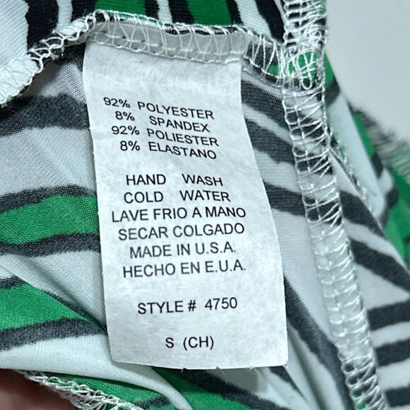 NWT Kitty Halter Dress White Green Leaf Design Six Brown Buttons Size Small - Picture 8 of 15